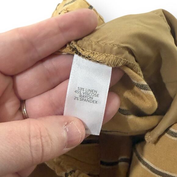 J Jill Emilie Linen Stretch Belted Wide Leg Crop Striped Pants Yellow Size Small - Picture 10 of 14